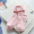 CSP-286 Pink Color Cotton Turn Over Children Socks Turn Over Good Quality Kids Socks